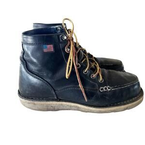Danner Bull Run Moc Toe 6" Work Boot Black Sz 8 Made In USA Distressed READ*